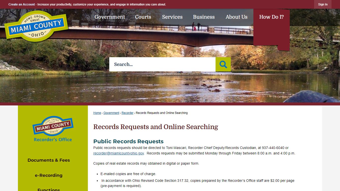 Records Requests and Online Searching - Miami County, OH